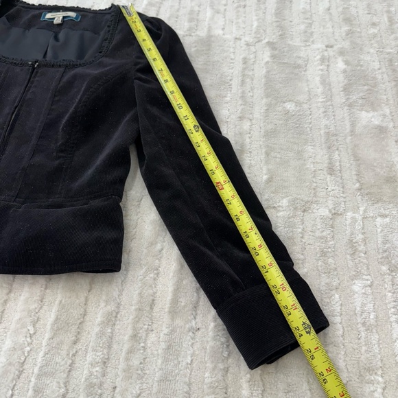 Moiselle Black Corduroy Sparkle Blazer Jacket Size 2 - Made in Italy - Picture 3 of 7